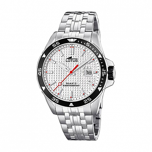 Lotus Men's White Excellent Stainless Steel Watch Bracelet - Silver-Tone 